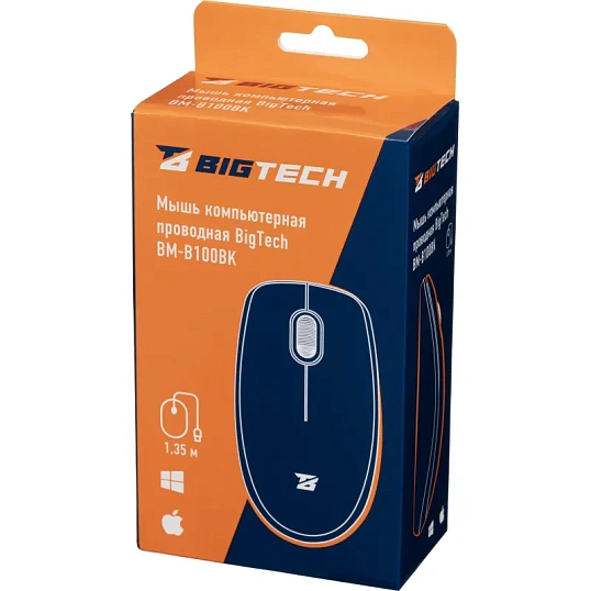Мышь компьютерная Bigtech BM-B100BK черный