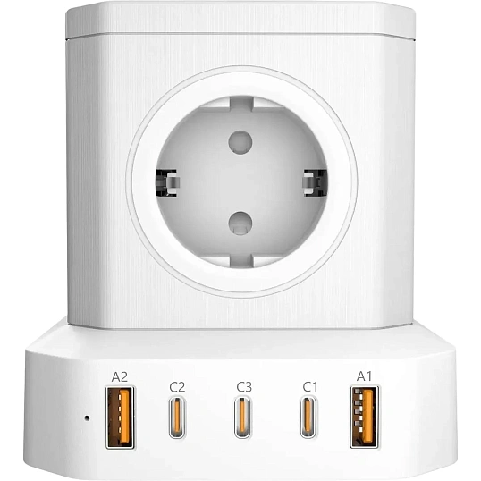 Сетевой фильтр AGNI 5р/2м,белый, 2USB +3Type-C 65(TP-VE5U5E-C-2m-white)