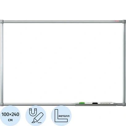 Доска магнитно-маркерная 100х240 лак Комус Premium алюмин. рама