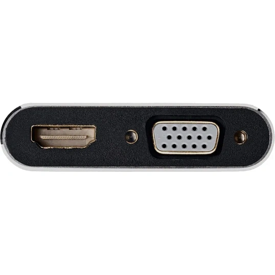Кабель USB3.1 TypeCm - HDMI+USB3.0+PD+VGA Alum Grey 4K, Telecom <TUC055