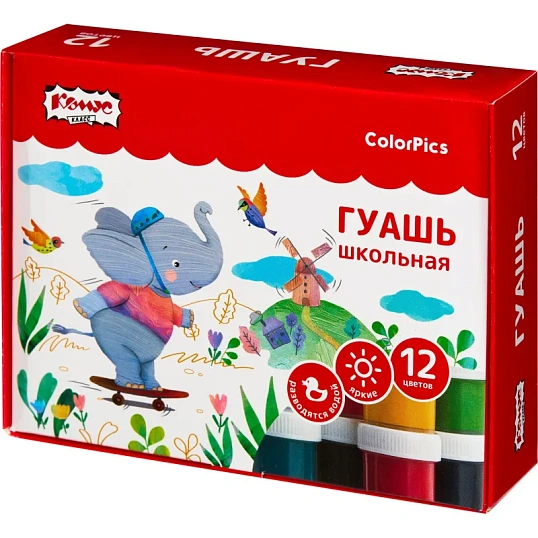 Гуашь Комус Класс ColorPics набор 12 цв, 20 мл