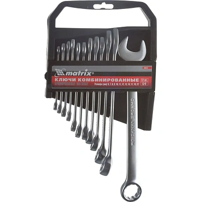 Набор ключей комбинированных 12 шт (6-22 мм) CrV MATRIX 15412