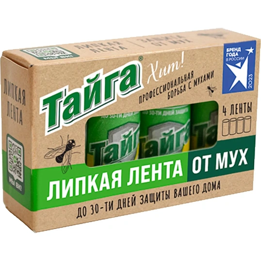 Средство от насекомых Тайга Хит! липкая лента от мух 4 шт /уп