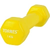 Гантель TORRES 1 кг, металл в виниловой оболочке, лимонный, PL522202