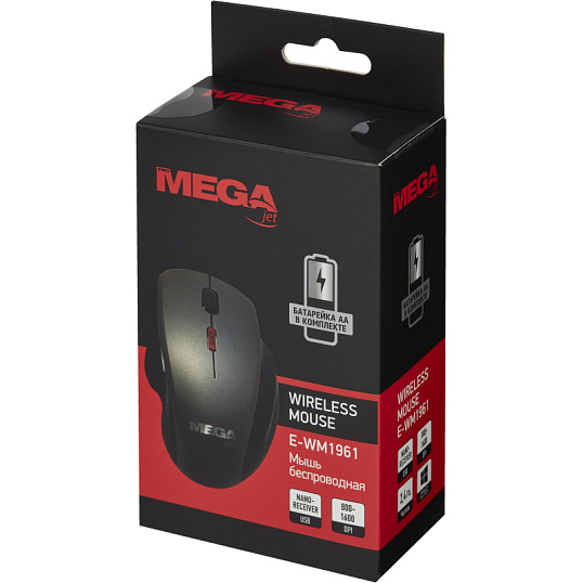 Мышь компьютерная черная/серая, 1000-1600DPi, 2.4Ггц BT-JWM-005/E-WM1961