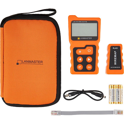 Тестер LANMASTER LAN-TST-WRM-400-POE с дисплеем, с опред. параметров POE