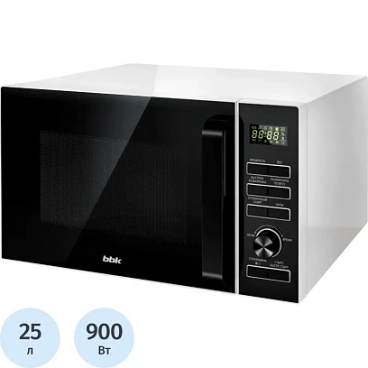 Микроволновая печь BBK 25MWS-970T/WB white 25л, 900Вт