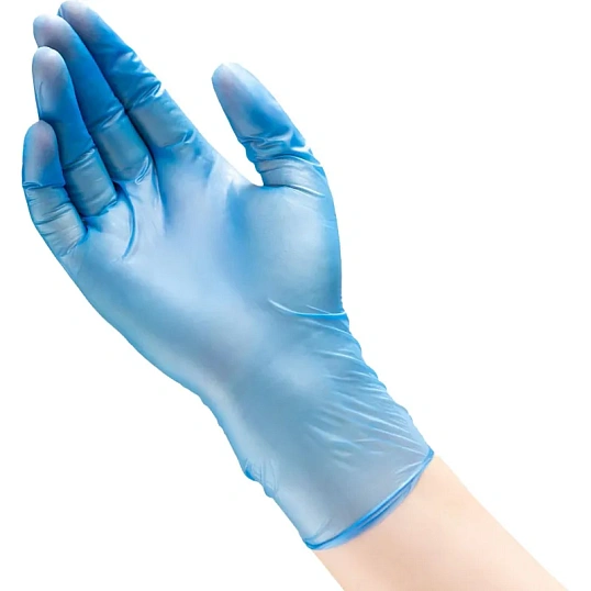 Перчатки однораз. виниловые, н/о, голуб. AVIORA (L) 50п/уп 5,5гр  ПС