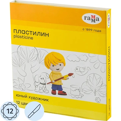 Пластилин Гамма Юный художник 12цв со стеком,280045