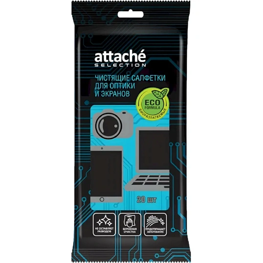 Салфетки Attache Selection д/экранов, биоразлагаемые, 20 шт, 110х190
