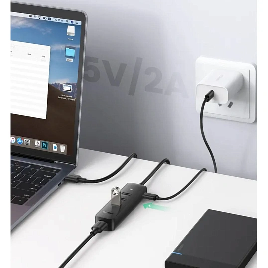 Разветвитель USB Ugreen CM416 (80657) USB 3.0 4-Port Hub. 1м/черный