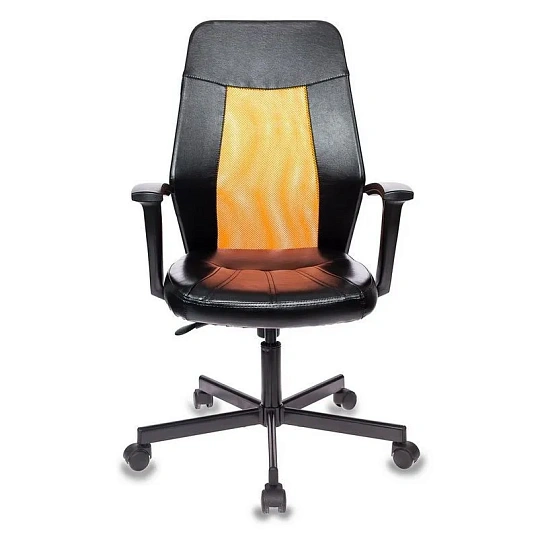 Кресло VB_EChair-225 PTW к/з черный, сетка оранжевая (TW38-3)