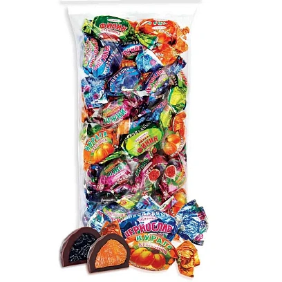 Конфеты шоколадные Кремлина Микс фрукты в шоколадной глазури, 1кг