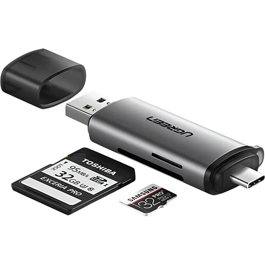 Картридер UGREEN USB-C + USB-A 3.0 для карт памяти TF/SD (50706)