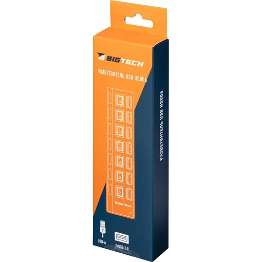 Разветвитель USB  HS006 выключатель/USB 3.0x7/черный
