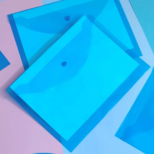 Папка-конверт на кнопке КНК 120 синий прз. 10шт/уп