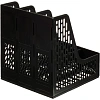 Лоток вертикальный д/бумаг Deli E9843,сбор,3отд,чер,250x257x275мм,пл