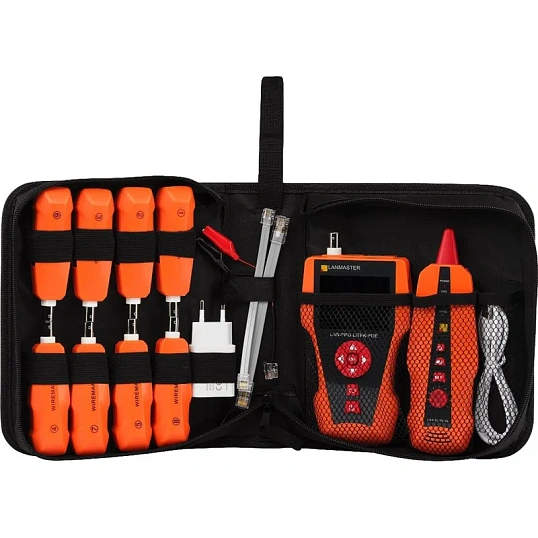 Тестер LANMASTER LAN-PRO-L/TPK-POE-8R с изм. длины, трассировкой и опр. POE