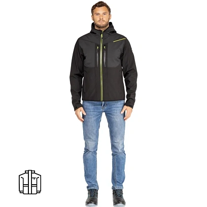 Куртка муж демисез. софтшел HORTEN2 черн/жел р.3XL(арт.HORT2NJ3X)