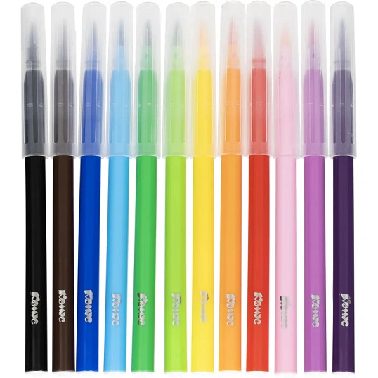 Фломастеры Комус Класс Максики кисточки, 12 цв. наб., карт. Упак