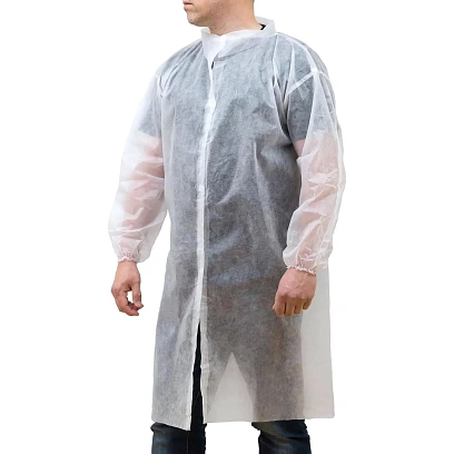 Халат н/с процед, рук.рез, на липуч, XXL, дл.110см, пл 17, белый, 10шт/уп