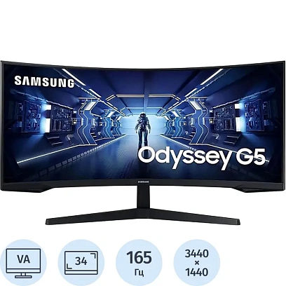 Монитор Samsung (LC34G55TWWIXCI)34/UWQHD/VA/165Hz/250cd/1ms/DP/HDMI