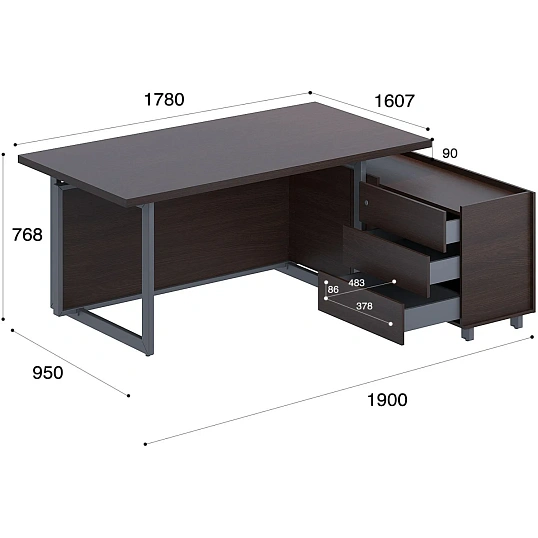 Стол IN FORMANT 286S003 1900х1607х768 Венге