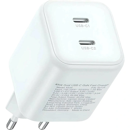 Зарядное устройство UGREEN X526(65154) 45W,USB-C GaN,EU,белый