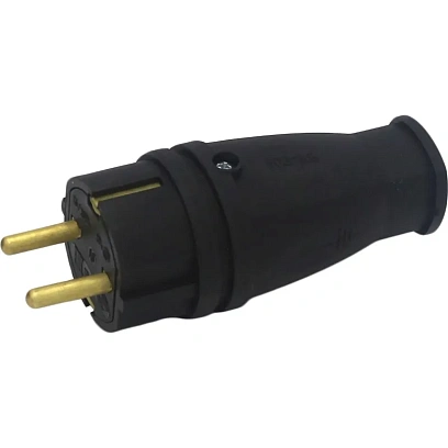 Вилка прямая В16-001, каучук, чер, с заземлением, 16А, IP44, 250В,  УХЛ3