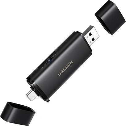 Картридер UGREEN CM803 (65024)на два слота 2-in-1 USB-C - USB-A SD черный