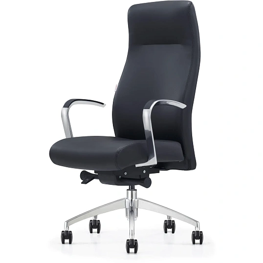 Кресло ЮФК Комус Мебель Easy Chair 501, экокожа, черный, алюминий