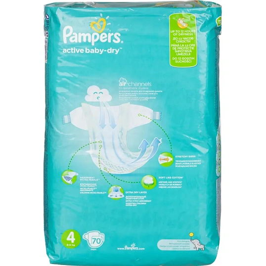 Подгузники PAMPERS Active Baby-Dry Maxi 9-14 кг 70шт