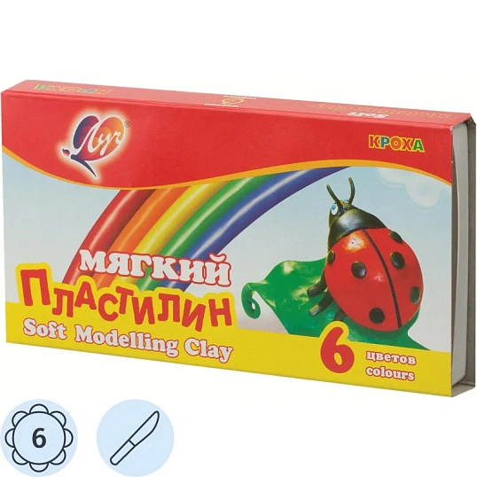 Пластилин воск. Луч Кроха 6цв 99гр со стеком