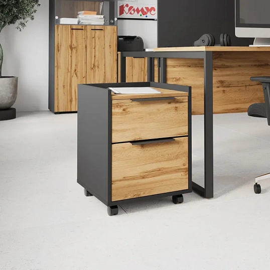 Тумба мобильная К-Loft 241T003 дуб натур./графит