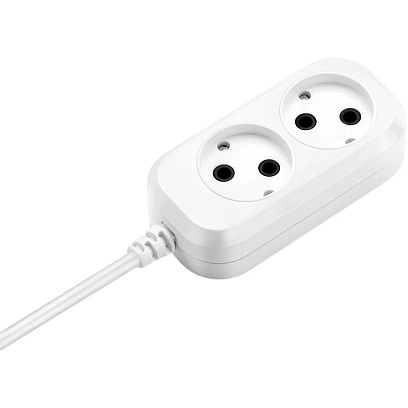 Кабель удлинитель Buro BU-PSL2.5/W 5м (2 розетки)белый(пакет ПЭ)BU-PSL2.5/W