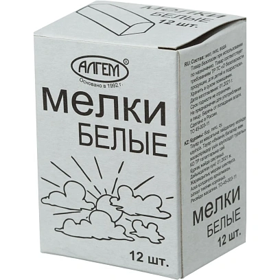 Мел школьный Алгем 12 шт белый, НМБ 12