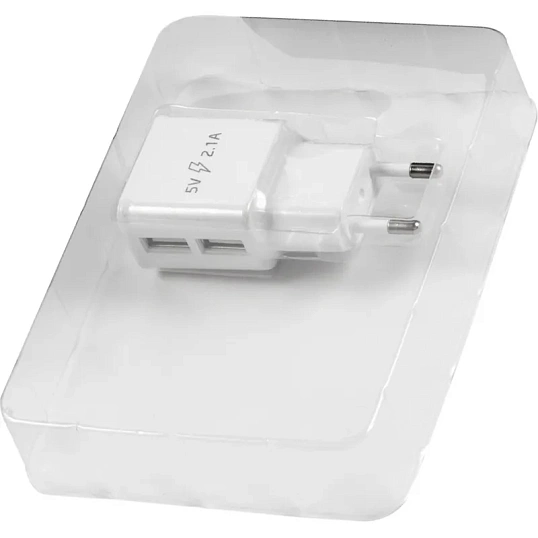 Зарядное устройство сетевое, 2 USB, 2.1А, Red Line NT-2A, бел, УТ000009405