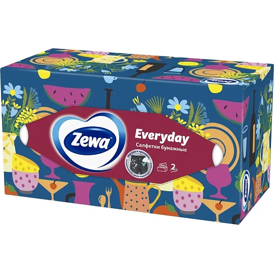 Салфетки косметические ZEWA Everyday 2-сл 250шт/уп 8679