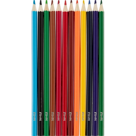 Карандаши цветные 12 цв/наб, 6-гранные Комус Класс Максики классические