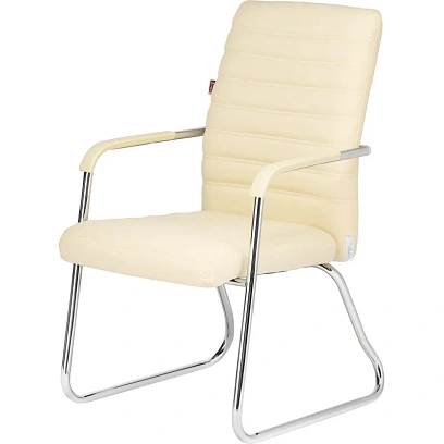 Конференц-кресло BN_TQ_Echair-806 VPU-1 кожзам бежевый, хром