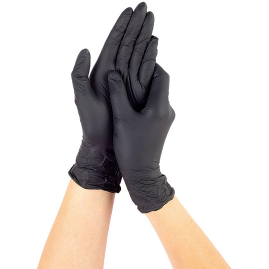 Перчатки PACLAN одноразовые нитрил неопудренные черные р-р L 100шт/уп, ПС