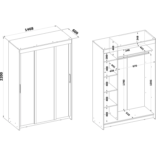 Шкаф-купе Сокол ШР-2156.2 Белый