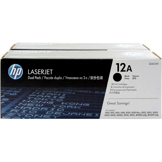 Картридж лазерный HP 12A Q2612AF чер. для LJ 1010 (2шт/уп)