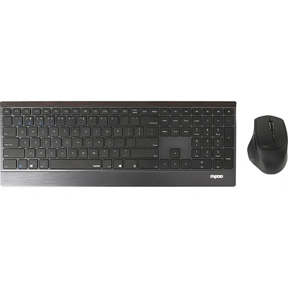 Набор клавиатура+мышь RAPOO беспроводной 9500M, цвет - черный