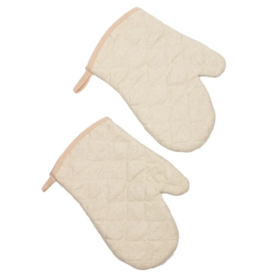 Набор кух. (рукавица стег.18х28см -2шт), рогожка, 160г/м2, Рант бежевый