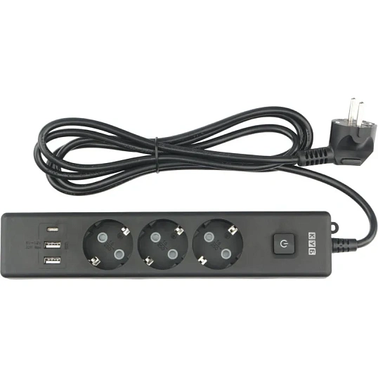 Удлинитель Power Cube, 3р/1.9м выкл.,3USB, 3.5кВт,16А,3x1,0 черн(PC-6B-2M)