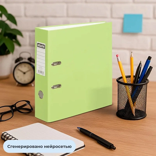 Папка-регистратор 80 мм Attache Экономи, лайм,ПБП1,карм.кор