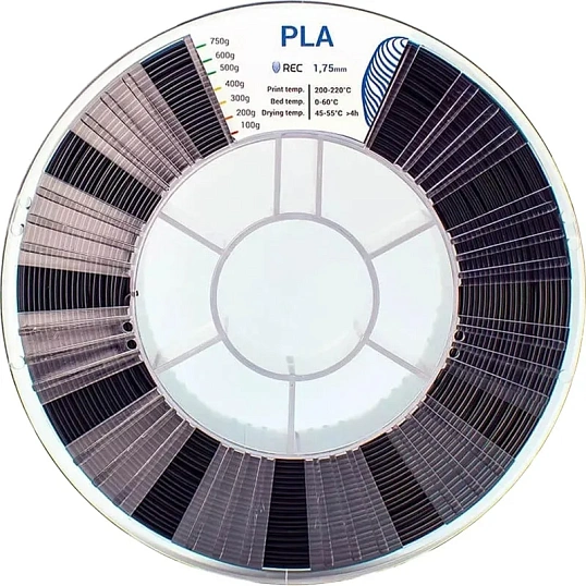 Катушка PLA пластик REC 1.75мм черный