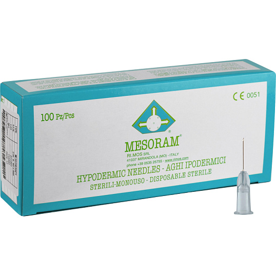 Игла для мезотерапии 27G (0,4x12мм) вн.д.0,22мм MESORAM,100шт./уп