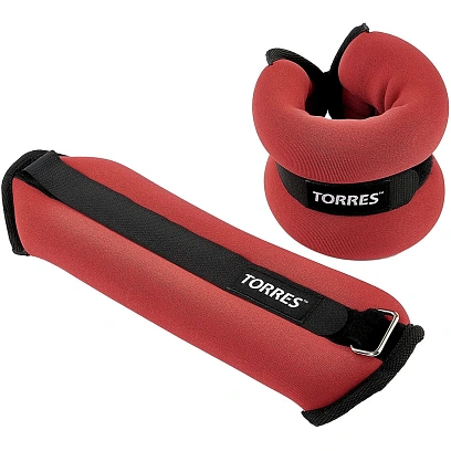 Утяжелитель универсальн TORRES 2 кг, PL110182 2шт/уп неопрен, песок, кр-чер